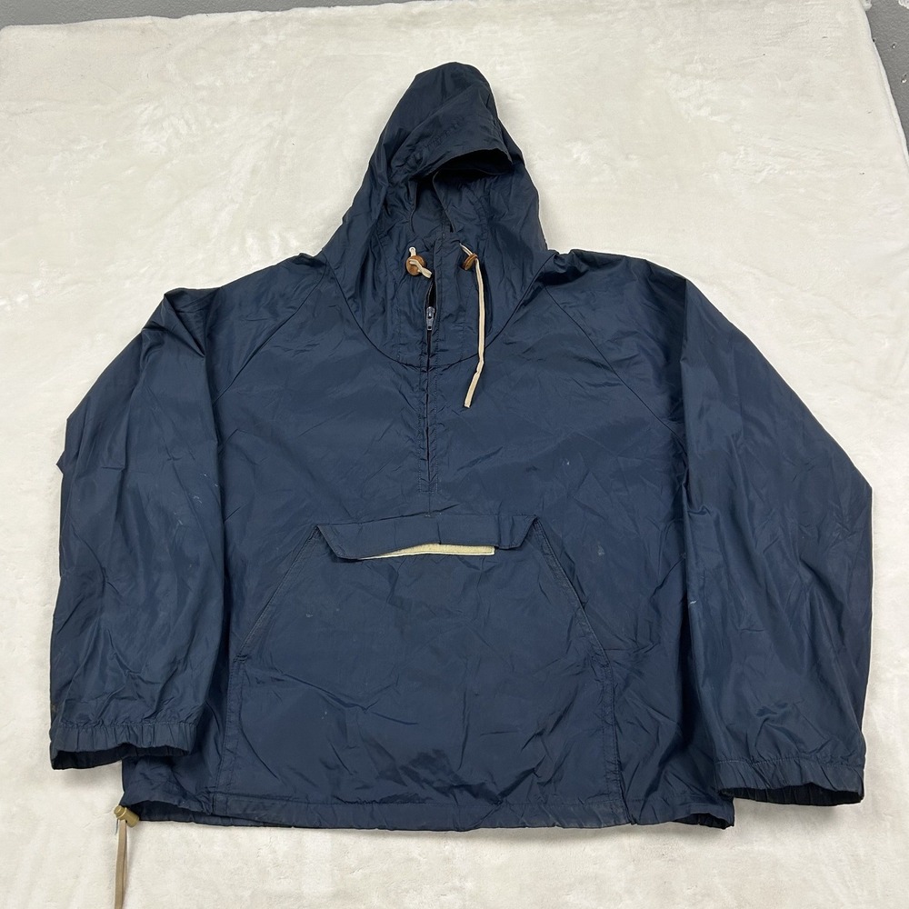 Columbia Anorak Jacket Mens Large Navy Blue Vintage 80s Nylon Pullover Hooded